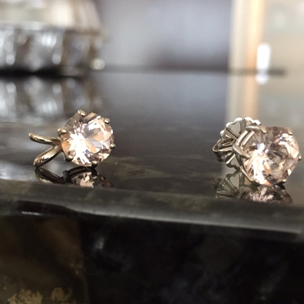 Morganite Earrings And Matching Morganite Pendant